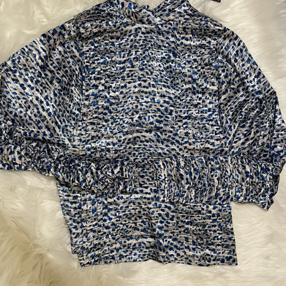 NWT Hunter Bell New York Isabel Top Terazzo Leopard Medium Long Sleeve Mock Neck